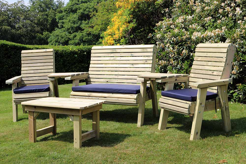 Highgate Wooden Ergonomic Garden Lounge, Wooden Garden Sofa Uk