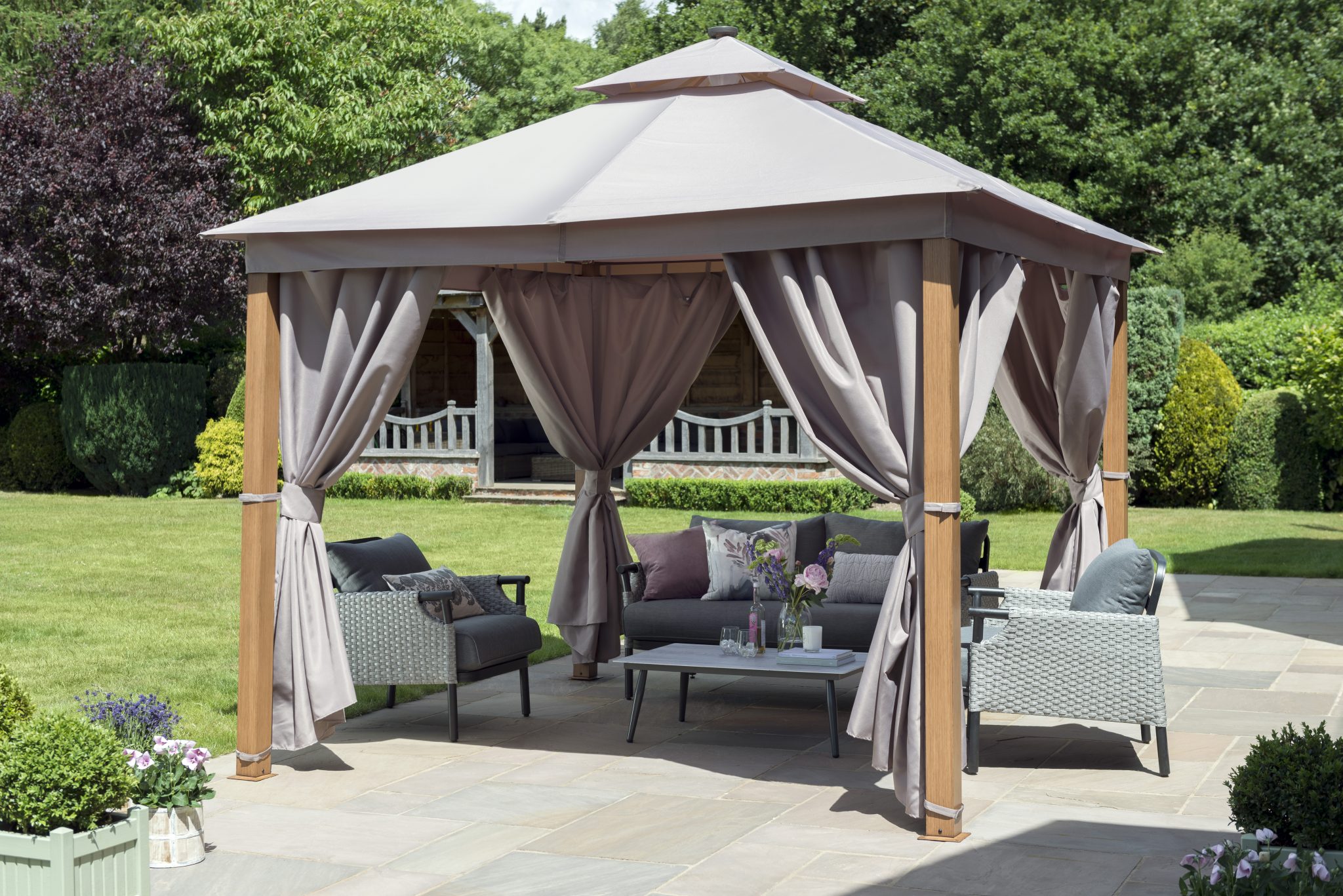 Luxury Garden Gazebo with LED Lights Taupe Highgate Garden Furniture
