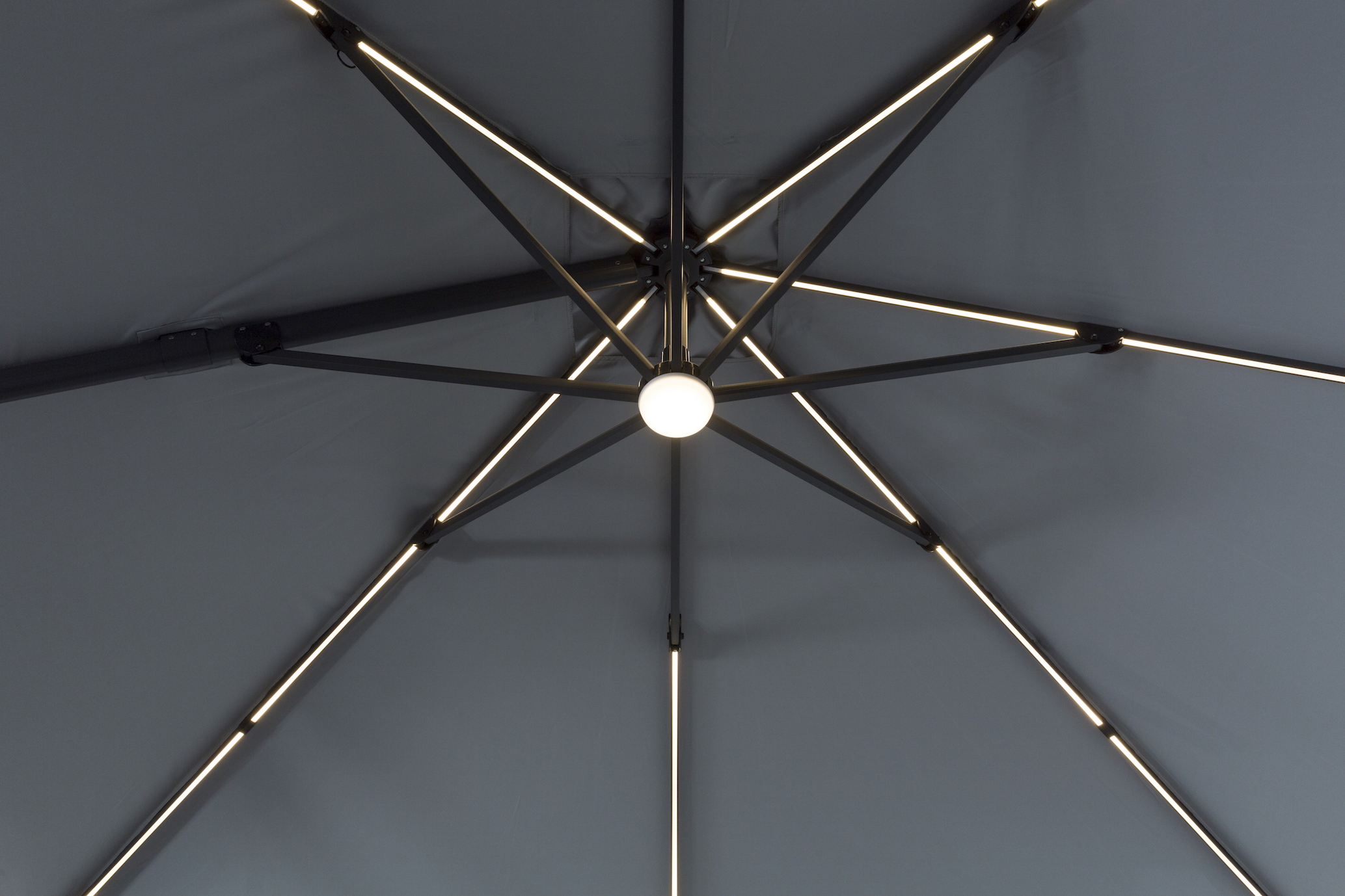 Palermo Cantilever Parasol 3x3m With LED Strip Light - Mouse Grey