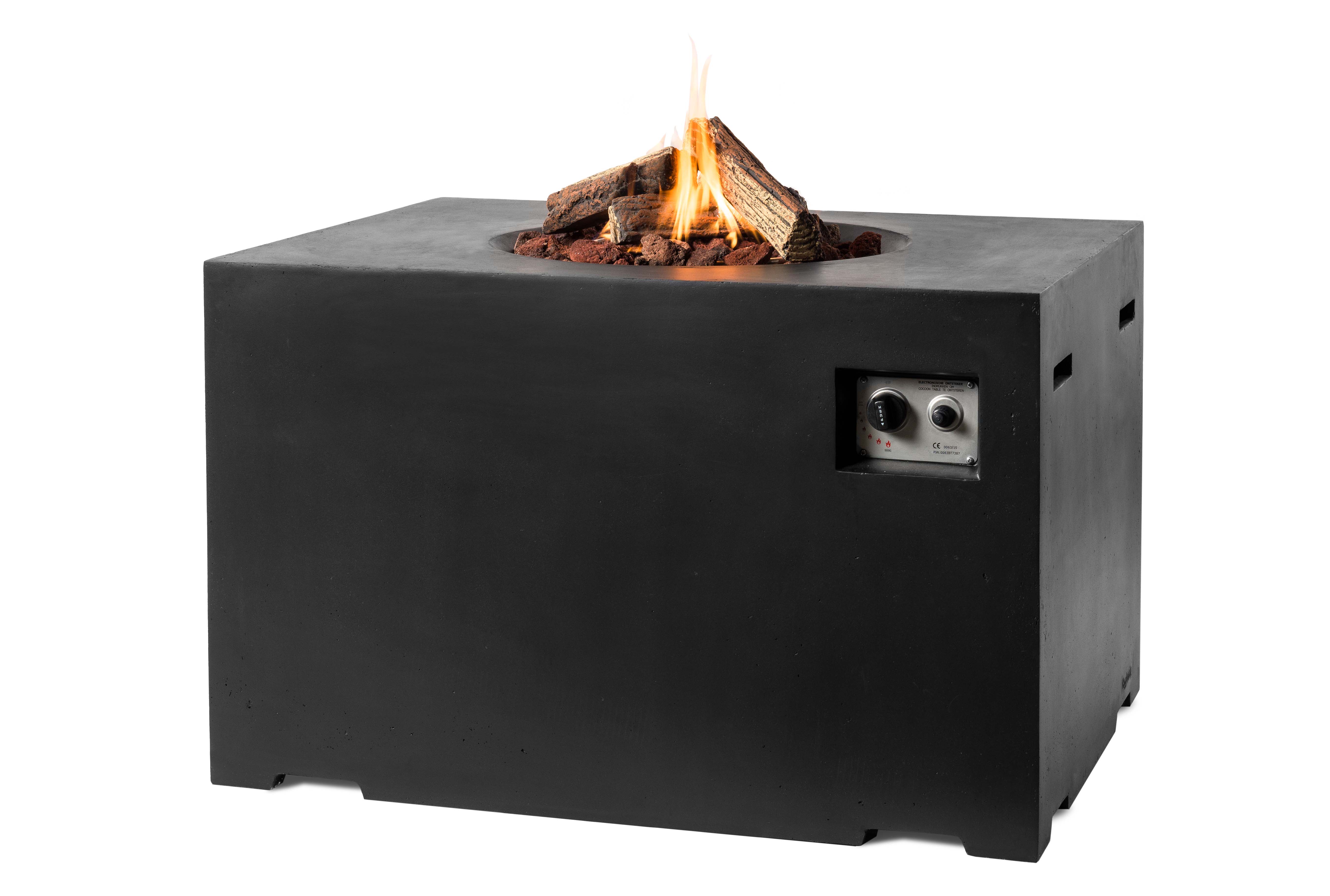 Happy Cocooning Gas Rectangular Fire Pit Black Highgate Garden