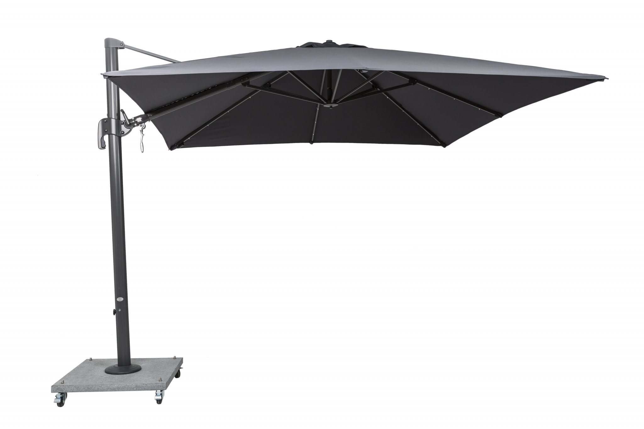 Palermo Cantilever Parasol 3x3m With LED Strip Light Mouse Grey