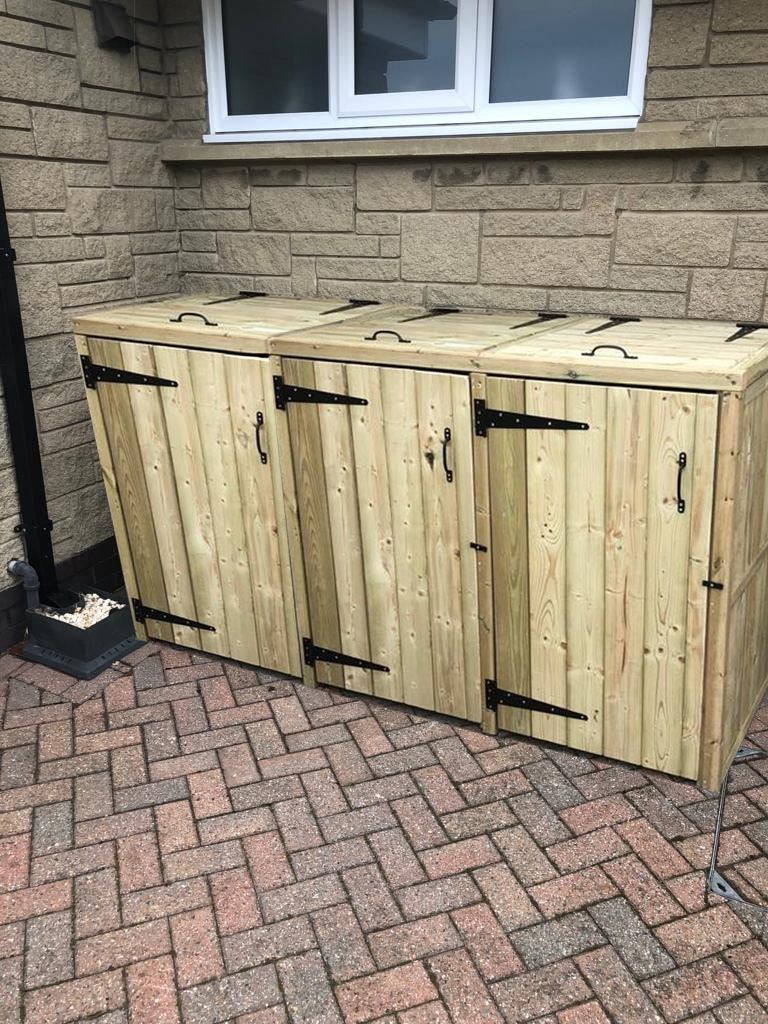 Highgate Triple wooden wheelie Bin Store