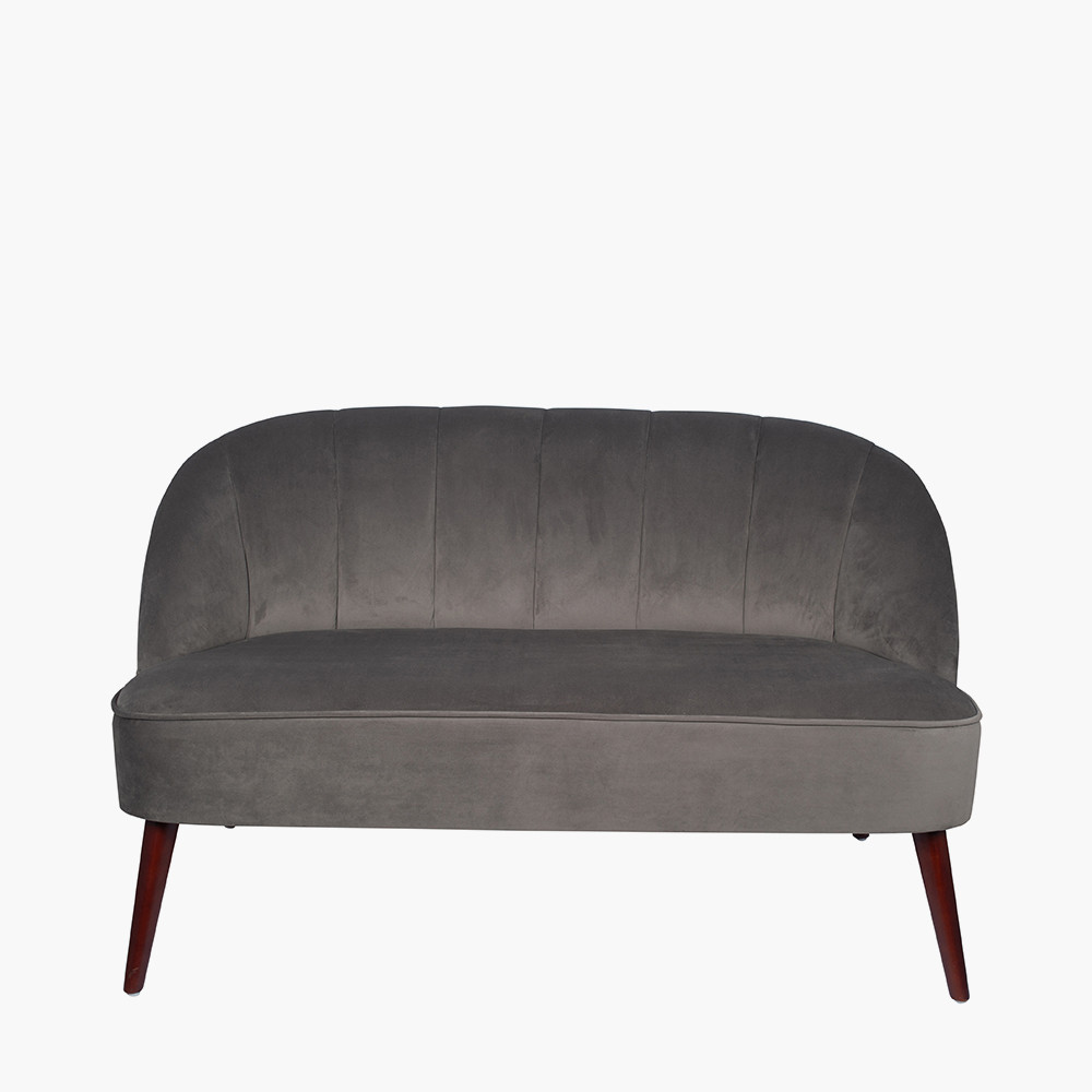 Portofino Dove Grey Velvet Sofa with Walnut Effect Legs