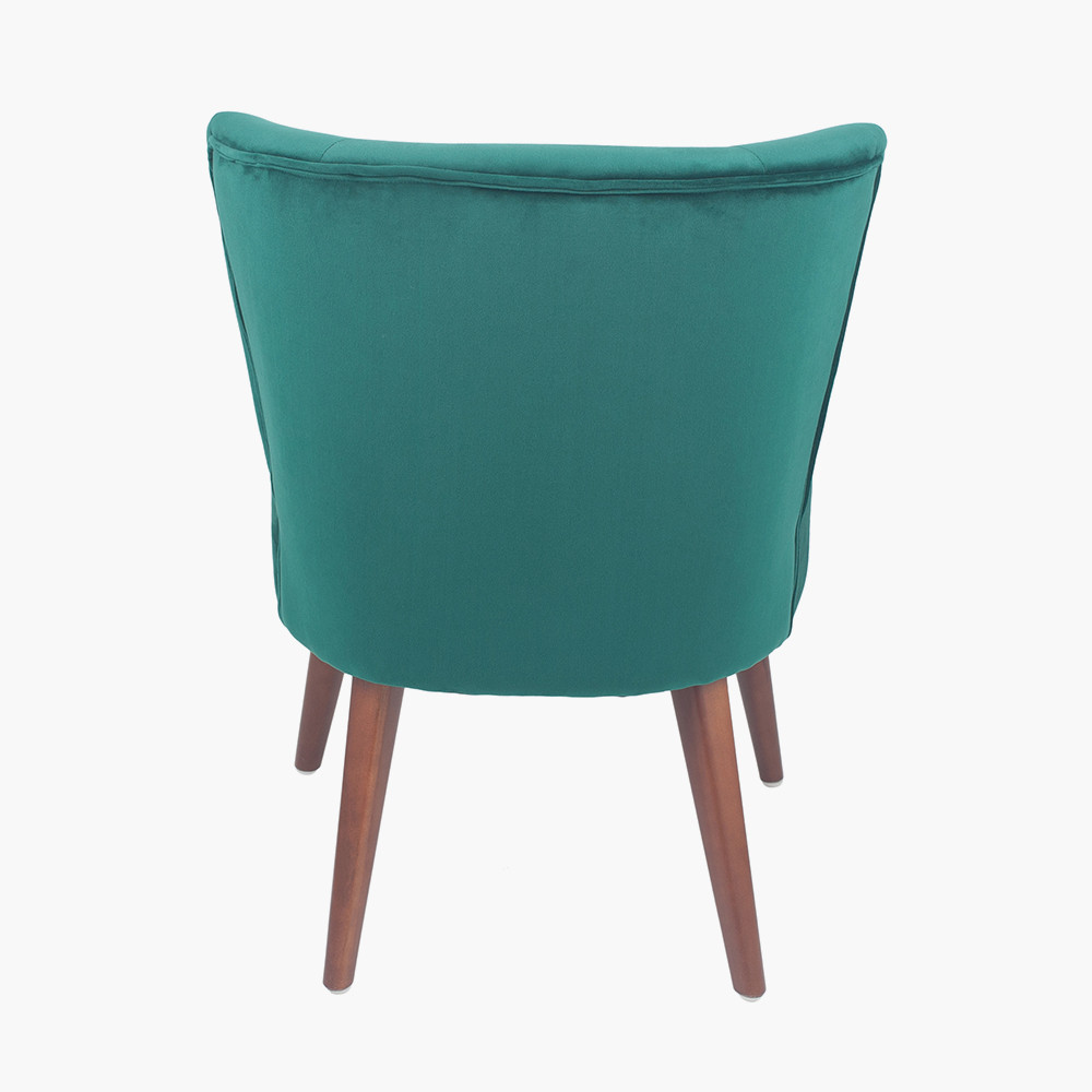Pacific forest green velvet retro chair walnut leg
