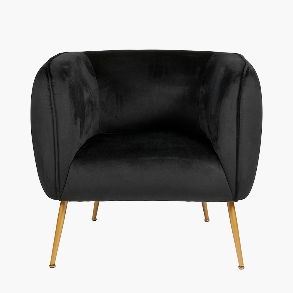 Lucca Black Velvet Chair with Gold Legs
